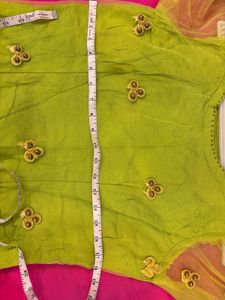 Stunning Lime Green Kurta Set with Red Dupatta