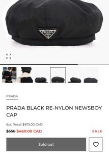Authentic Prada Black Nylon Beret Hat