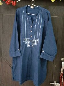 Blue Embroidered Tunic Top