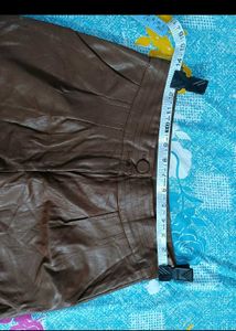 Brown Faux Leather Shorts