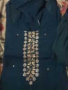 Beautiful Teal Kurta Set with Embellishments