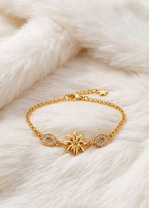 Elegant Gold Flower & Crystal Bracelet