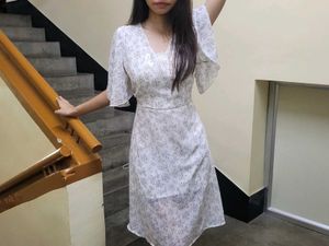 Floral Print Flutter Sleeve Dress
