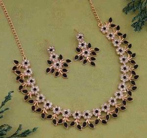 Rose Gold Plated Jewellery Black Set