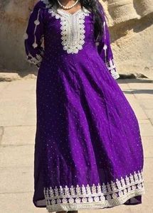 Elegant Purple Embroidered anarkali Set