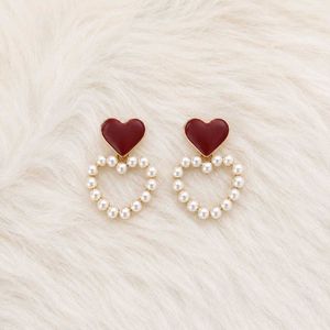 Heart Pearl Drop Earrings