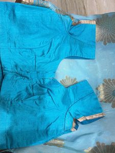 Beautiful Blue Saree with Gold Motifs