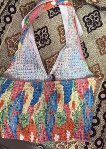 Vibrant Smocked Floral Halter Top