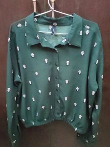 Skull Print dark Green Shirt