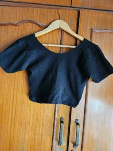 Black tie-back crop top