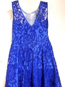 Blue Lace Fit &amp; Flare Dress