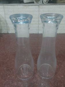 Set of 2 Clear Tall Glasses with Blue Base