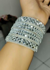 Velvet Purple &amp; Mirror Work Bangles Set