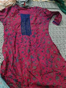 Maroon Floral Print Kurta