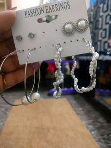 Fashion Earrings Set - Pearl &amp; Crystal