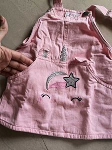 Adorable Pink Unicorn Overalls Dress/ Dungry