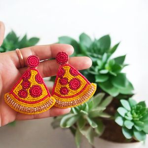 Pizza Slice Beaded Earrings
