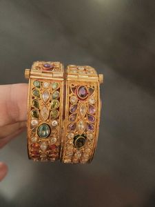 Exquisite Gemstone Bangle Pair