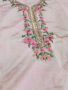 Unstitched Pink Embroidered garara Set