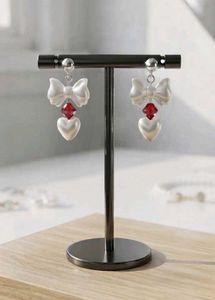 Cute Bow Heart Drop Earrings