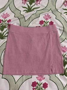 Ribbed Mini Skirt with Slit Detail