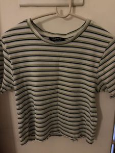 Striped Ribbed Cropped Top