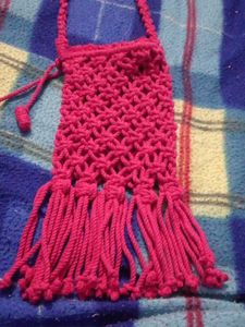 Pink Macrame Fringe MobileBag