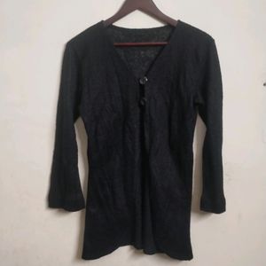 Imported Black Light Woollen Long Shrug(Women's)