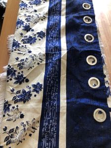 Blue&amp;Off White Printed Door Curtains Set