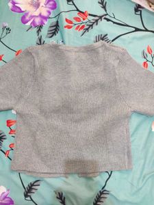 savana Grey Lace-Up Ribbed Top