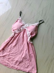 Pink Lace Trim Camisole Nightgown