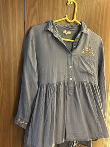 westside Embroidered Grey Tunic Top