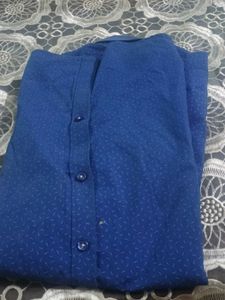 Men's Blue Printed Button-Down Shirt