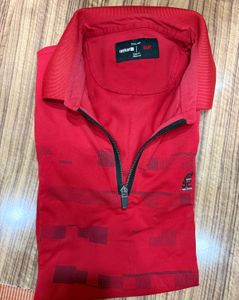 Men's Red Geometric Print Polo T-Shirt(M SIZE)