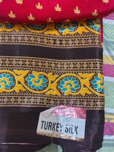 Beautiful Red &amp; Brown turkey silk  Saree