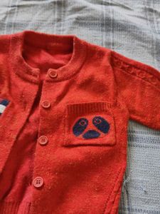 Orange Cardigan with Patch Detail