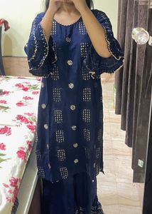 Navy Blue Sharara Set Of 2