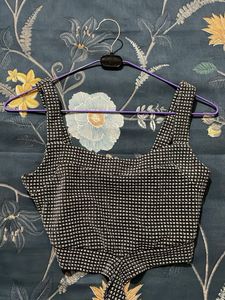 Black & White Checkered Crop Top
