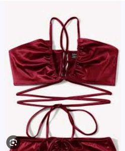Satin Lace-Up Crop Top