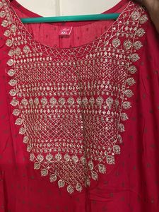 Elegant Red Embroidered Kurta