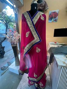 Brand new designer pink embroidered saree