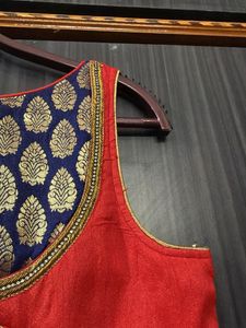 Blue &amp; Gold Brocade Saree
