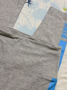 Pink Grey Leggings with Blue Stripe