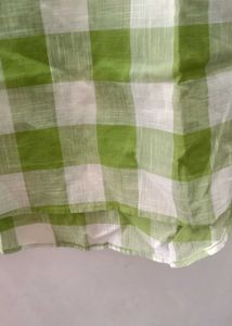 Green &amp; White Checkered Kurta