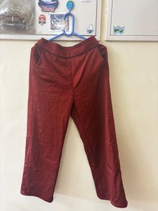 Maroon Elastic Waist Pants