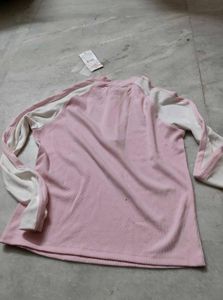 Pink Ribbed Zip-Up Top