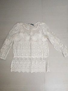 Elegant White Lace Tunic Top