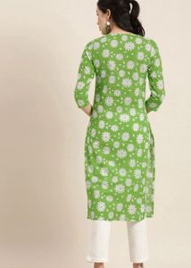 Green Floral Print Kurta