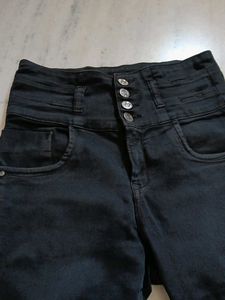 High-Waisted Black Jeans
