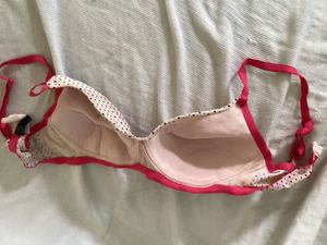 Polka Dot Bra with Pink Trim